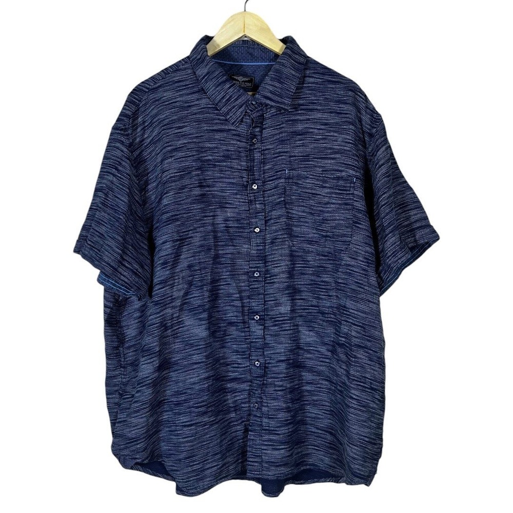 Across The Pond Textured Stripes Button Down Shirt Blue 100% Cotton Casual 3X